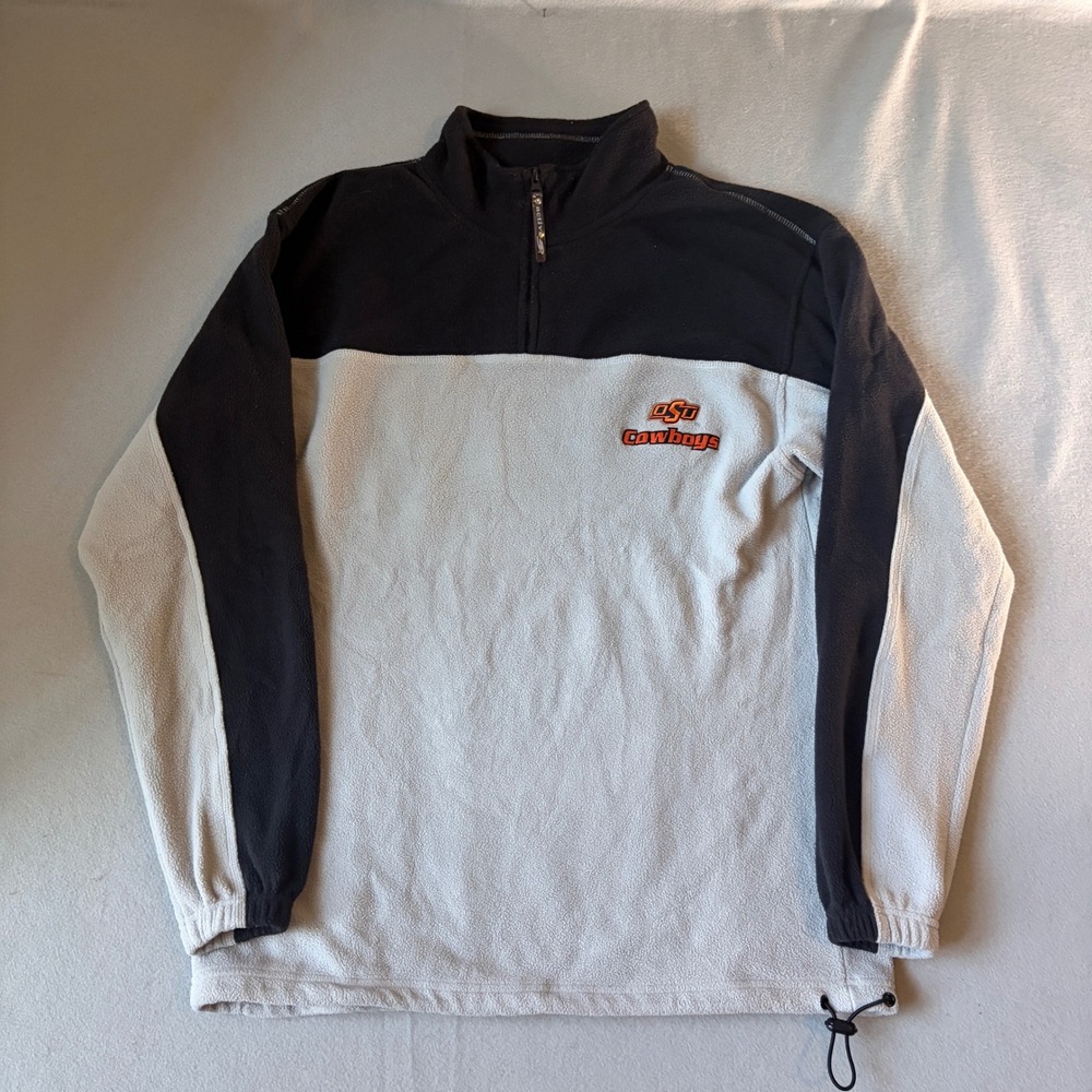 Active Mens Oklahoma‎ State Cowboys OSU 1/4 Zip Fleece Pullover Gray Black Large